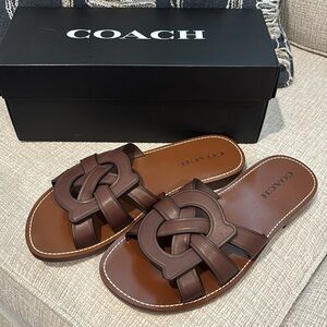 Coach Women’s Brown Leather Issa Sandals NWT